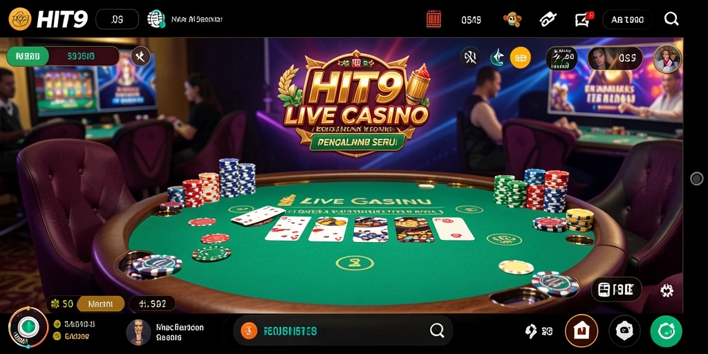 Screenshot aktivitas bermain di HIT9 menunjukkan interaksi dealer yang menarik.