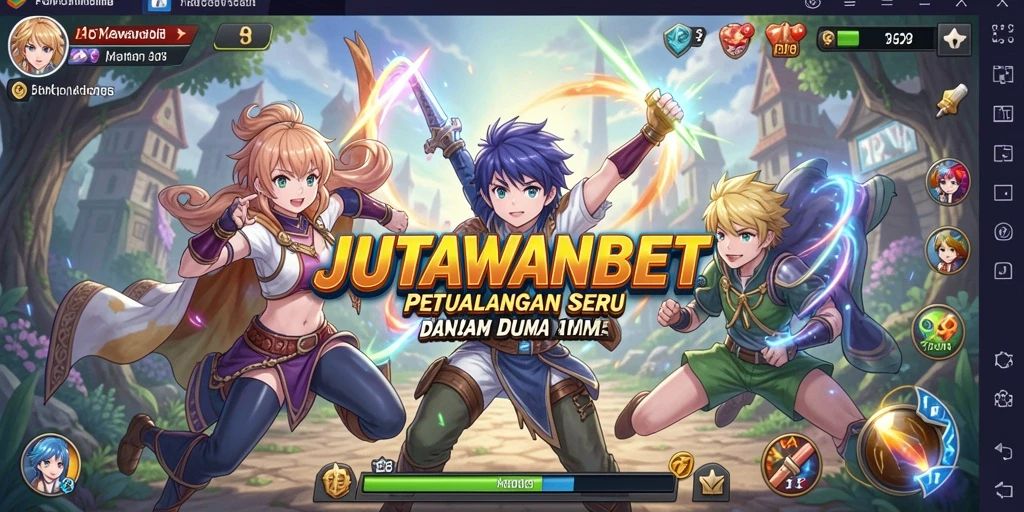 Tampilan gameplay seru JUTAWANBET dengan karakter Anime.