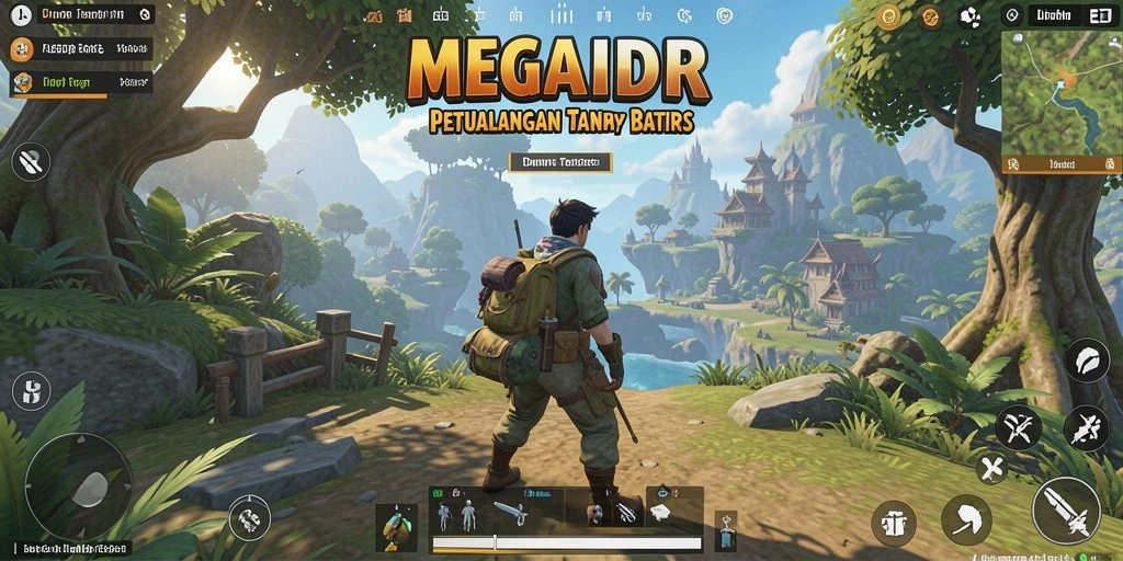 Screenshot gameplay MEGAIDR menampilkan eksplorasi dunia yang luas dan mendetail.