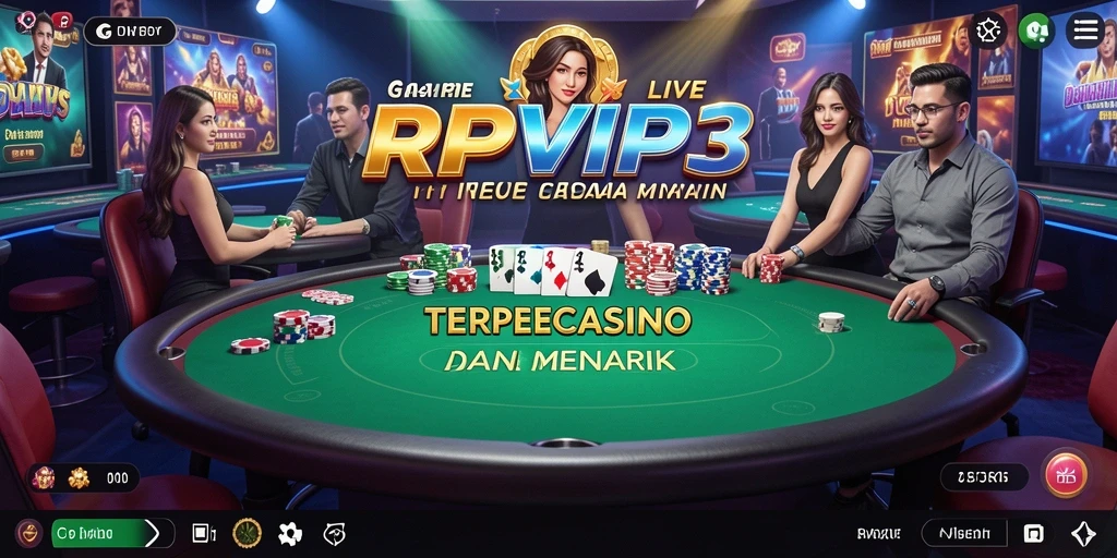 Gameplay RPVIP3 dengan dealer langsung yang interaktif.